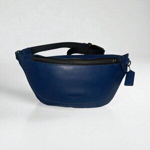 Coach Warren Belt Bag CN407 Deep Blue Leather Gunmetal Crossbody Sling Handsfree